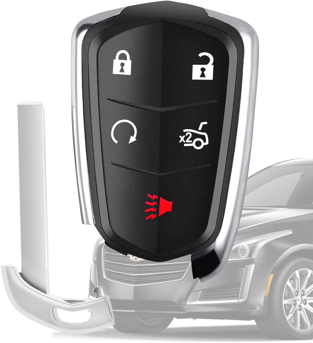 (FCC ID: HYQ2AB 5 Buttons) 315MHZ Car Keyless Entry Remote Fob Fits for Cadillac XTS/Escalade 2015-2017/Cadillac ATS/CTS 2014-2019 (Pack of 1)