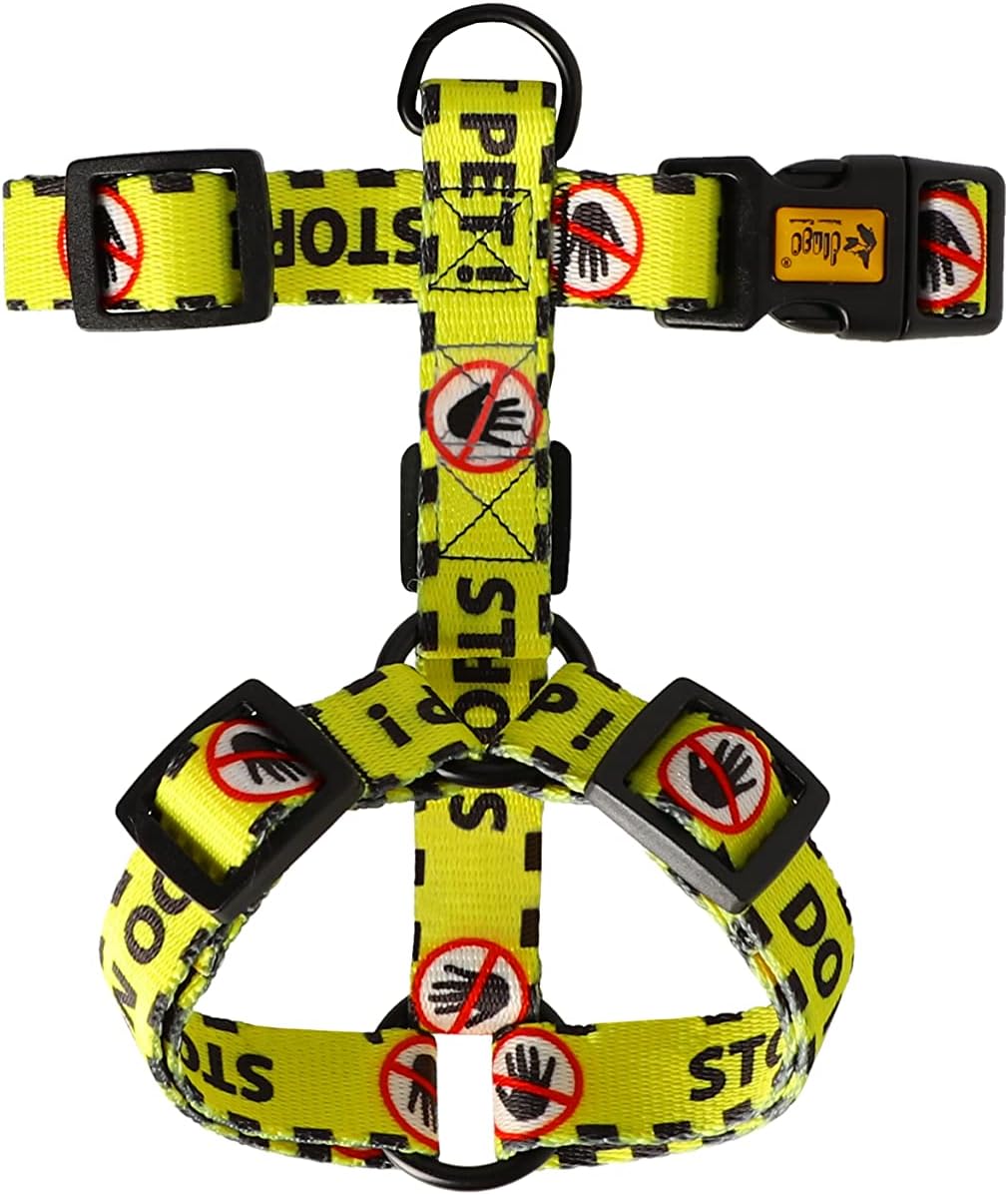 DO NOT PET Adjustable Safe Control Caring for Special Dog Needs Black/Yellow Size (M, Harness)