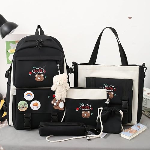 Miniatura 2 de Linda mochila con accesorios kawaii Juego de 5 bolsas estéticas, Oso negro, Classic