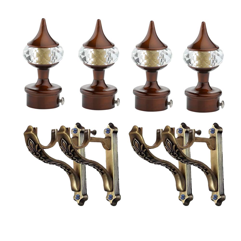 GLOXY Aluminium Curtain Bracket Parda Holder with Support 1 Inch Rod Pocket Finials Designer Door and Window Rod Support Fittings, Curtain Rod Holder (Coffee Brown 2 Pair) (B08Q3JC64R) Amazon Price History, Amazon Price Tracker