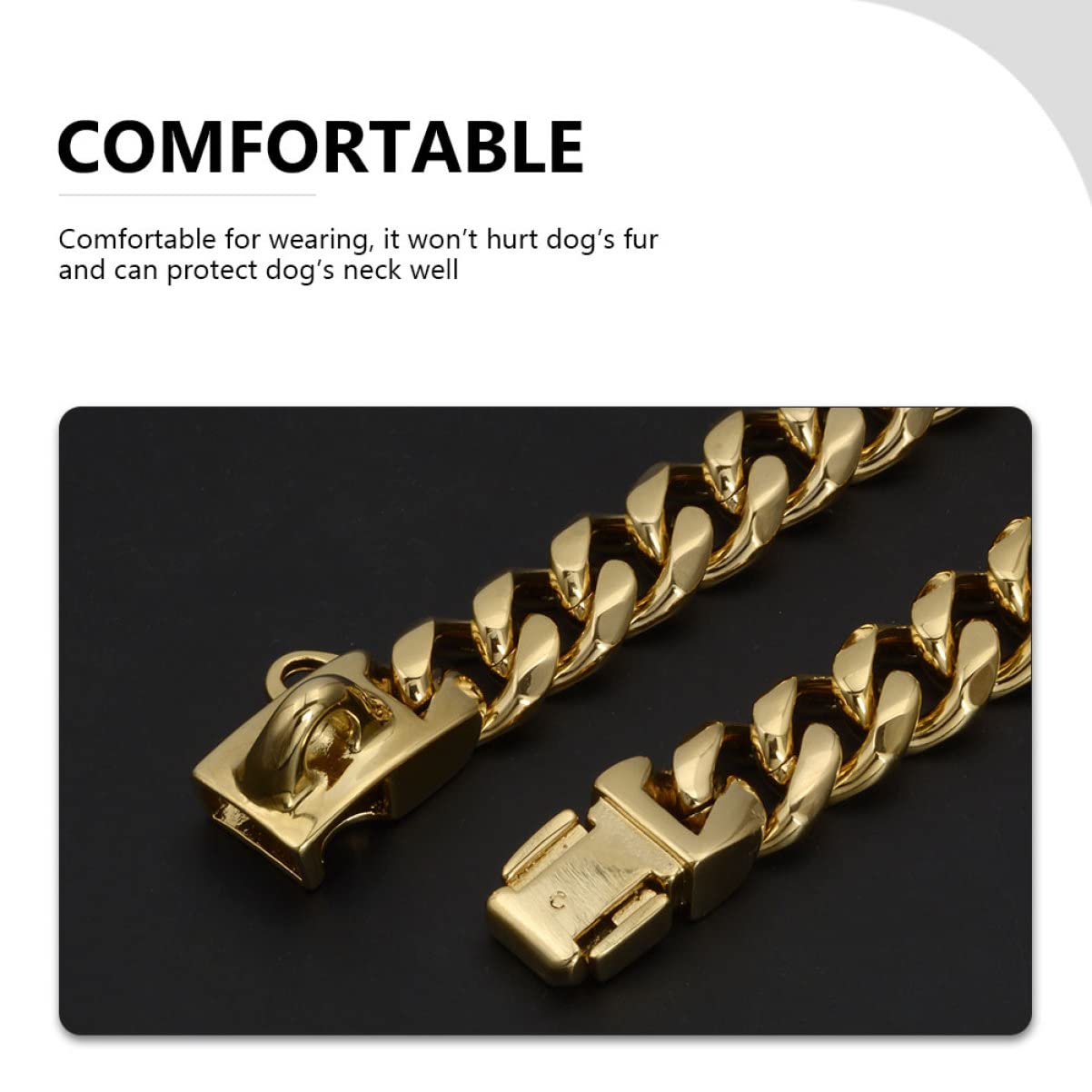 Collier pour Chien Résistant à l'usure en Acier Inoxydable Or | Facile à Mettre Retirer, Protège le Cou, Nettoyage Simple, Usage Pratique