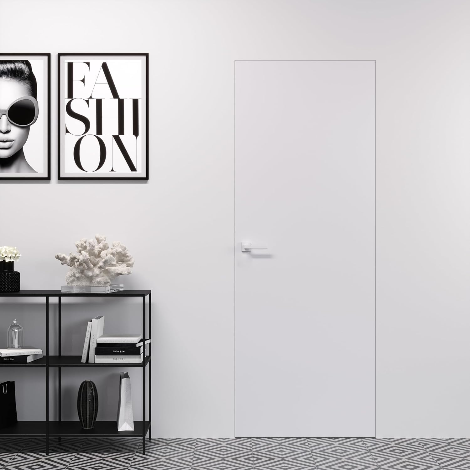 Porte Italiane, Porta Raso Muro con Serratura Magnetica, Filomuro per Muratura o Cartongesso, Easy Wall BIANCA PRONTA CONSEGNA da 70x210 spingi SX - tira DX