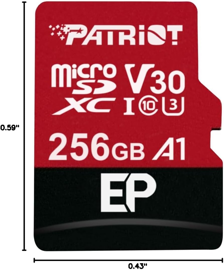 Patriot 256GB A1 / V30 Micro SD Card for Android Phones and Tablets, 4K Video Recording - PEF256GEP31MCX