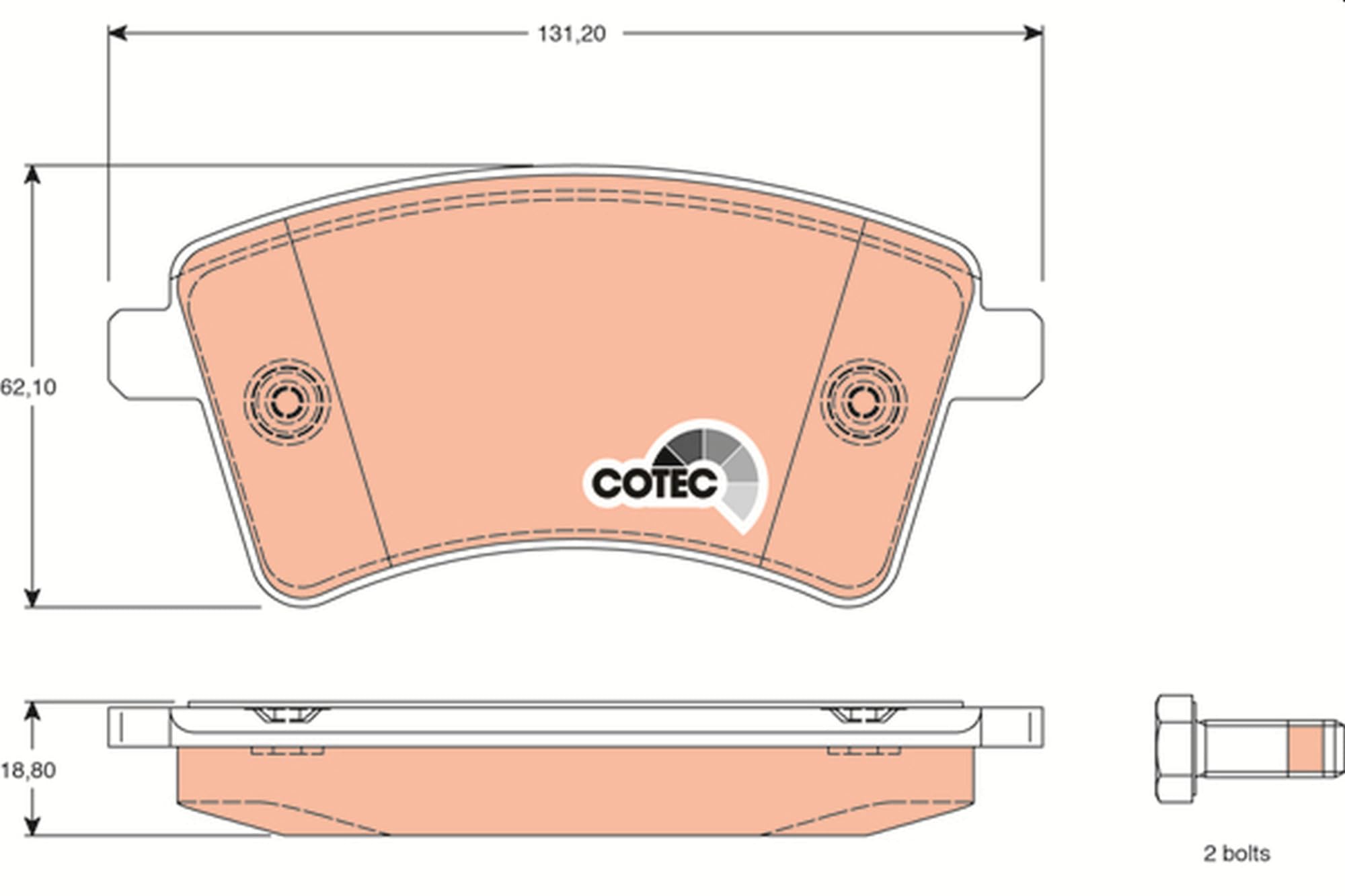Image secondaire de TRW GDB1785 Kit De Plaquettes De Frein Frein à Disque COTEC pour Renault Kangoo RAPID (FW0/1_) 2008 - Essieu Avant et autres véh
