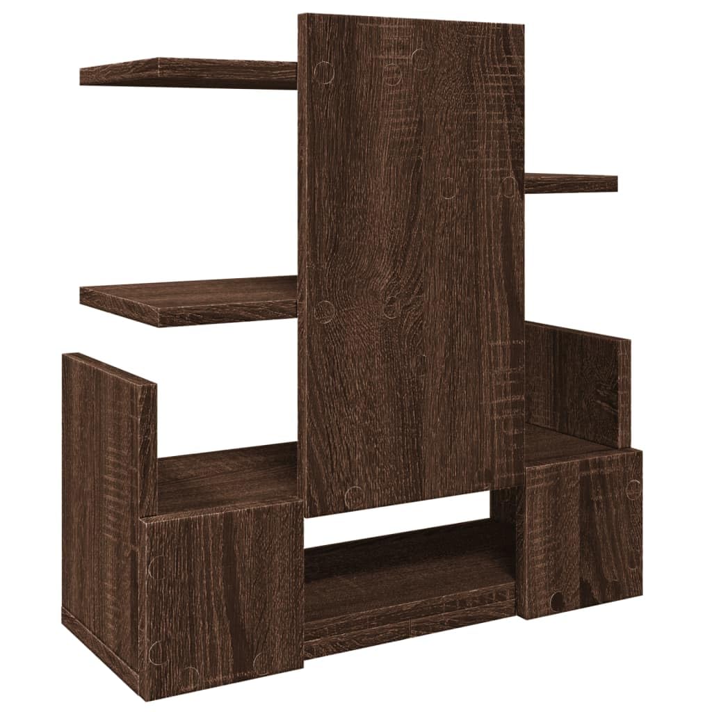 Schreibtisch-Organizer Eichen-Optik Holzwerkstoff 49x20x52,5 cm mit Fächern Ablagefach Stifthalter für Büro Homeoffice Schule Organisation Struktur platzsparend