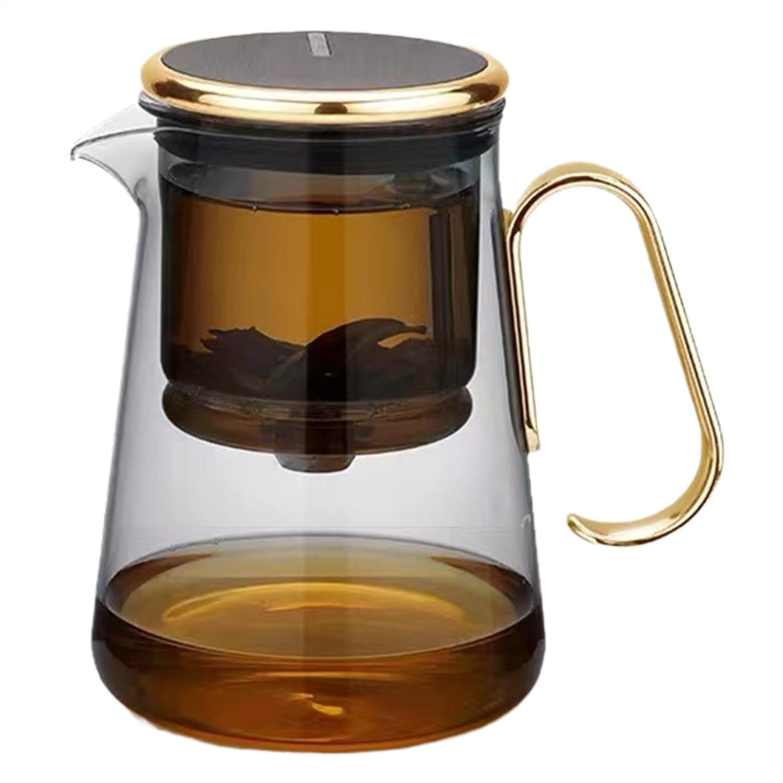 Elegante infusor de té para hojas sueltas, hervidor de magnético | con colador para hojas de té florecientes y sueltas, elegante con asa, 5,91 x 3,94 x 3,94 pulgadas
