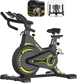 Wizo Bicicleta Ergométrica Spinning Fricção Profissional Amarela Roda Inércia 13kg Suporta 150kg Sensor Cardíaco Monitor Digital Correia Silenciosa Academia em Casa Fitness Queima Calórica Bike para Apartamento