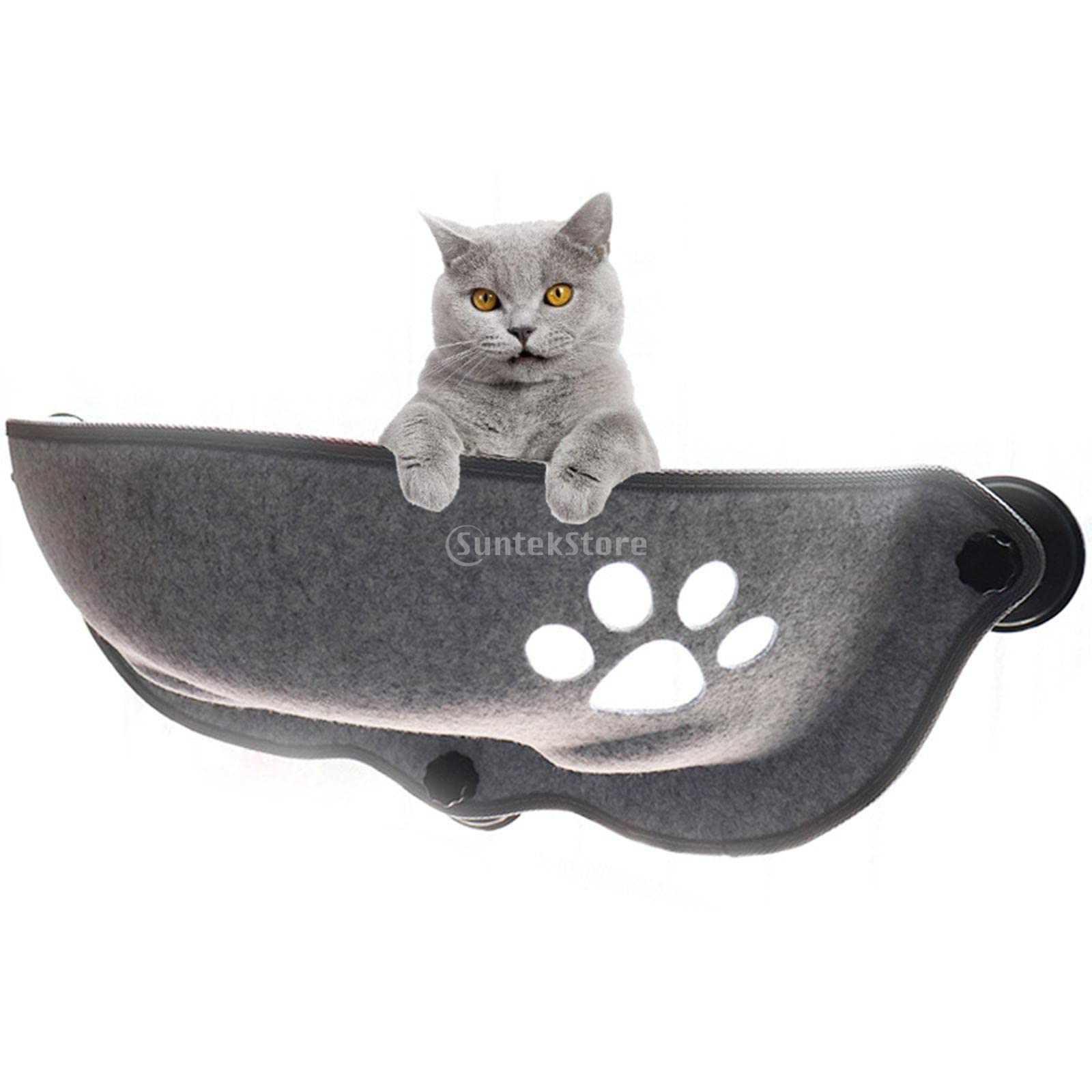 Cama para Gato Ventana Hamaca Repisa Percha Montada en Cristal con Ventosas y Tornillos Incluidos de Fieltro Acogedor Adecuada para Tomar el