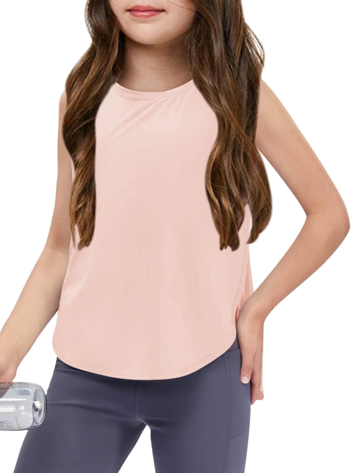 HaloumoningGirls Athletic Tank Tops Sleeveless Split Dry Fit Active Yoga Dance Sports Shirts