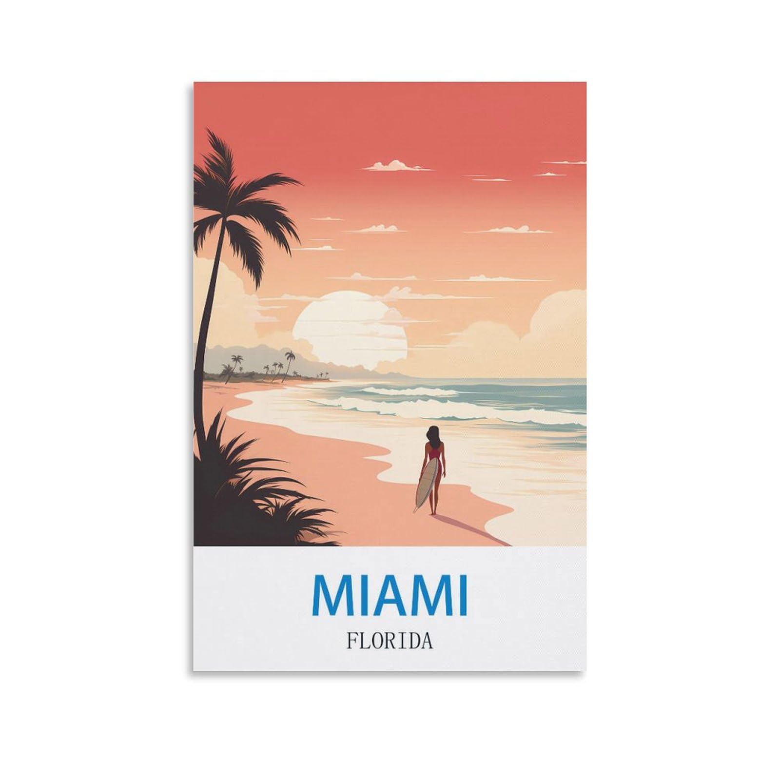 EZMLFA 5D Diamond Art Kits for Beginner,Miami Florida,Diamond Picture Art for Beginner, DIY Gem Cross Stitch Creative Gift Home Wall Decor 40x40cm
