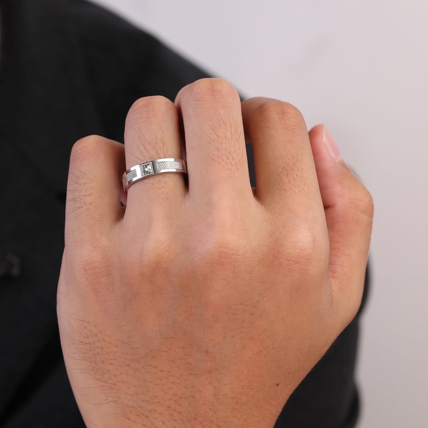 Meissa Anello Uomo in Argento Sterling 4mm, Fedina Nuziale Larga Regolabile, Anello di Fidanzamento Uomo, Vestibilità Comfort, Anello per Pollice