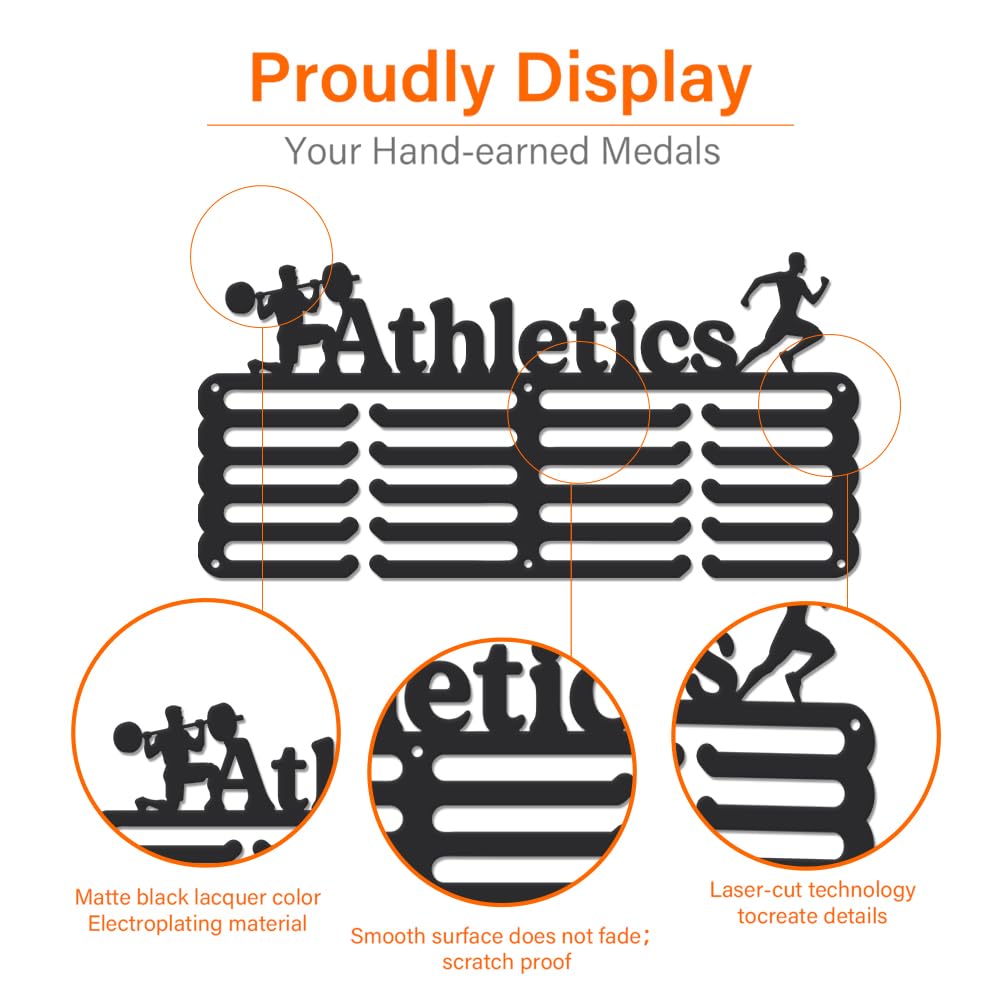 SUPERDANT Porta Medaglie da Parete Sportive per Atletica Espositore per Medaglie 5 File 20 Ganci Sportive Sollevamento Espositore da Parete per Medaglie Da di Premi Regali per Atleti