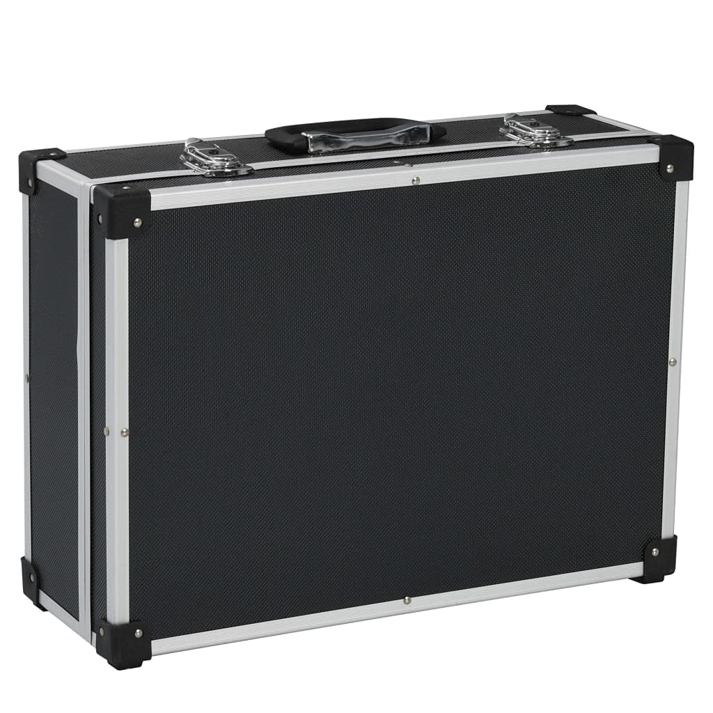 vidaXL Maletín de Herramientas de Aluminio Accesorios Taller Organización y Almacenamiento Resistente al Agua Duradero con Cerradura Negra 46x33x16cm