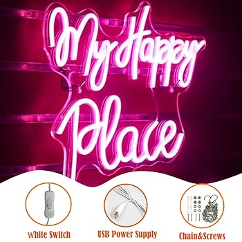 ネオンサイン LED ピンクワード パーティー看板 MY HAPPY PLACE