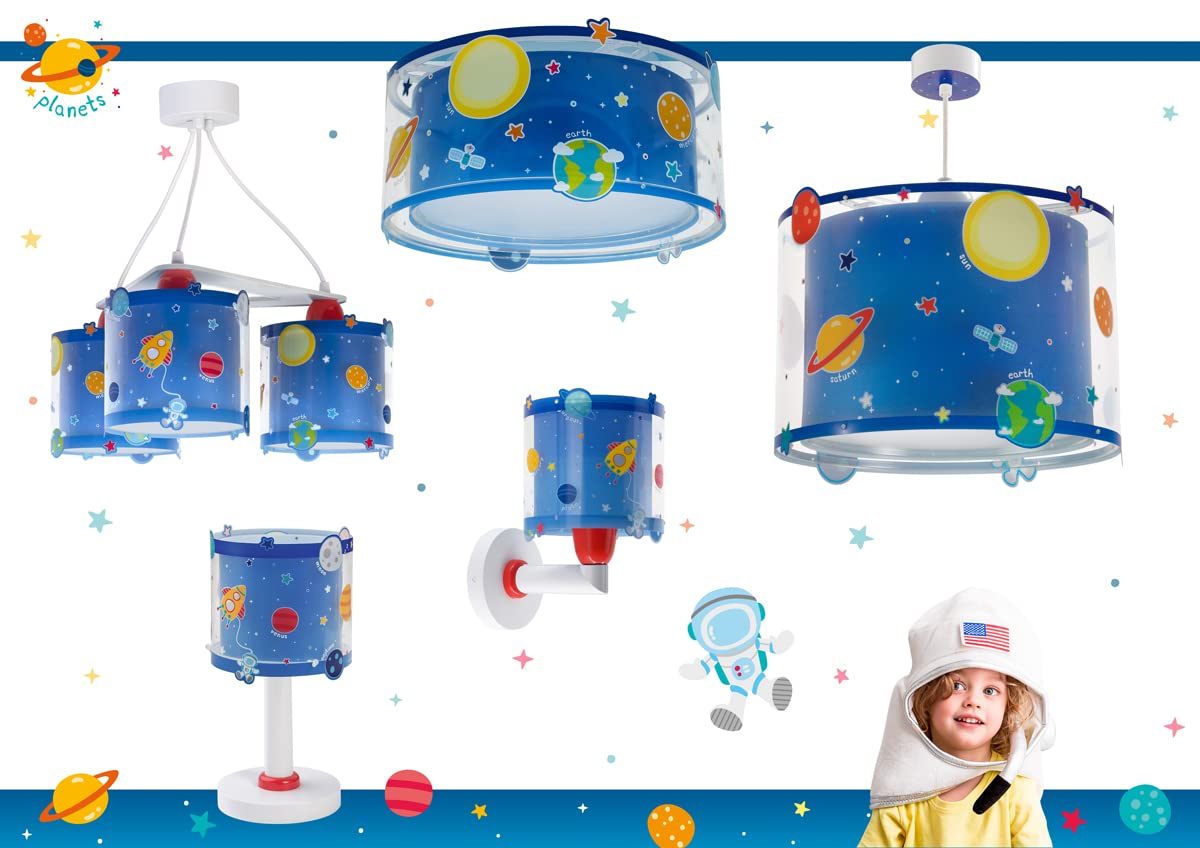 Dalber Lámpara plafón de techo infantil Planets Planetas Sistema Solar Azul