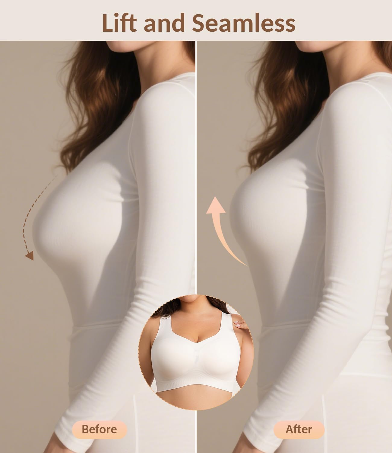 Bras for Women, Wireless Bra No Underwire, Everyday Tshirt Bras Seamless, Full Coverage Bralette with Support and Lift - Image 7