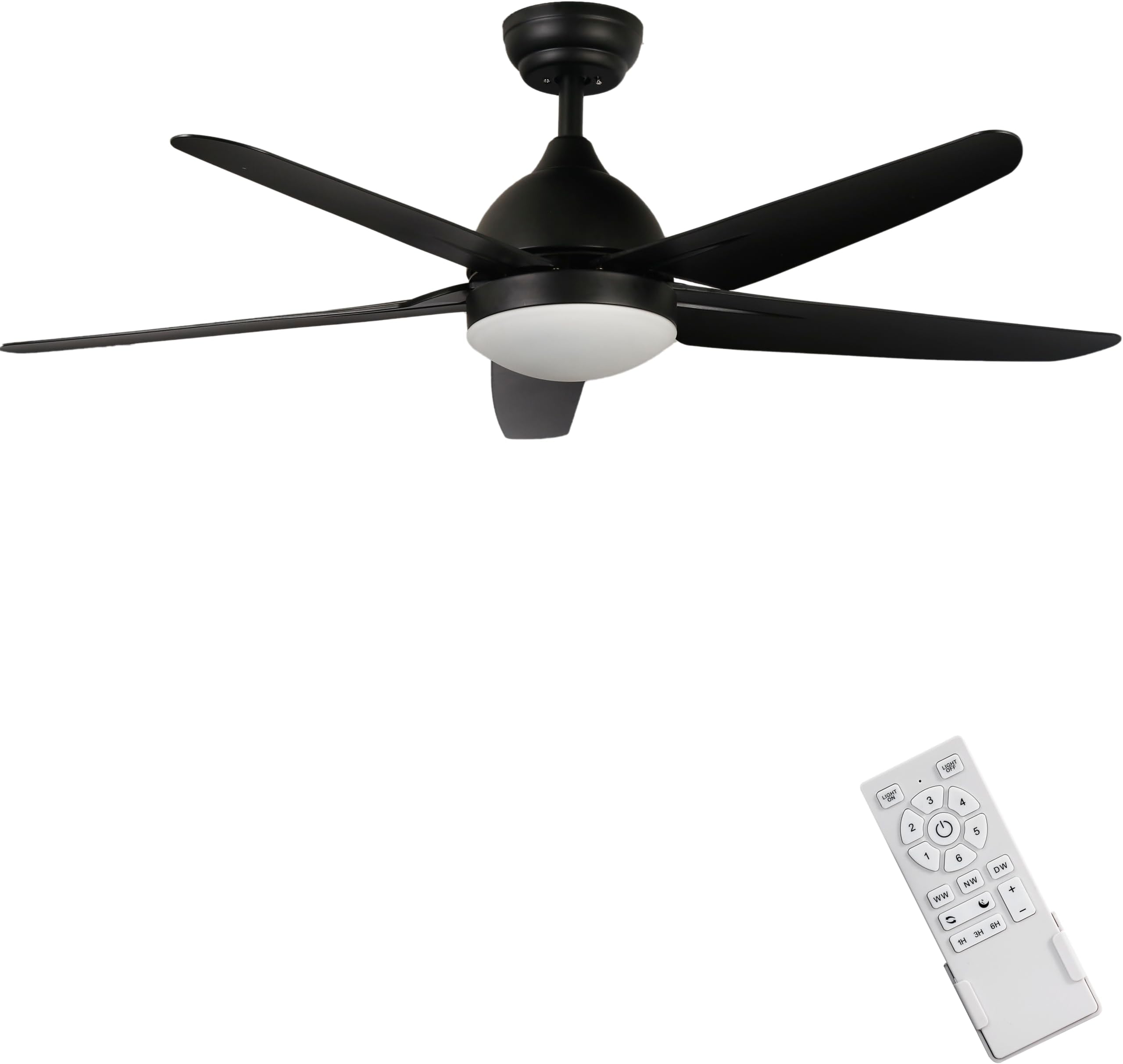 Indoor Ceiling Fan Light Fixtures LED 52 Ceiling Fans for Bedroom,Living Room,Dining Room Including Motor,Light,3/5-Blades,Remote Switch (Black)