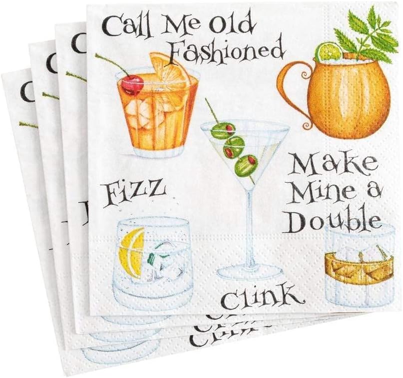 Caspari Cocktail Hour Paper Cocktail Napkins - 20 Per Package