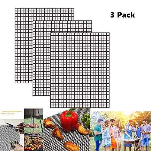 MINGZEG Barbecue Mesh Mat Set Non-stick Fiberglass High Temperature Resistant Reusable Easy to Clean Suitable for Charcoal Stove Gas Stove and Electric Oven（13 * 15.75 inche）