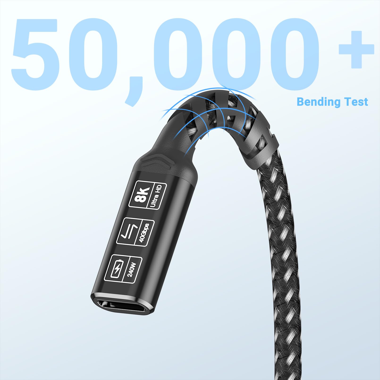 Cable de extensión USB C de 3.3 pies [2 unidades de 40 Gbps/240 W/8 K], carga de 240 W, transferencia de datos de 40 Gbps, cable extensor USB C 4.0 tipo C, macho a hembra para laptop, tablet