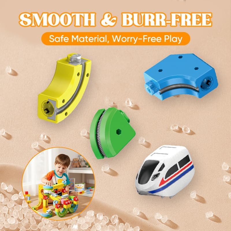 Miniatura 8 de Saker - Juego de tren eléctrico para niños, pista de construcción de fusión mágica con carga USB, más de 100 piezas de juguetes ferroviarios con