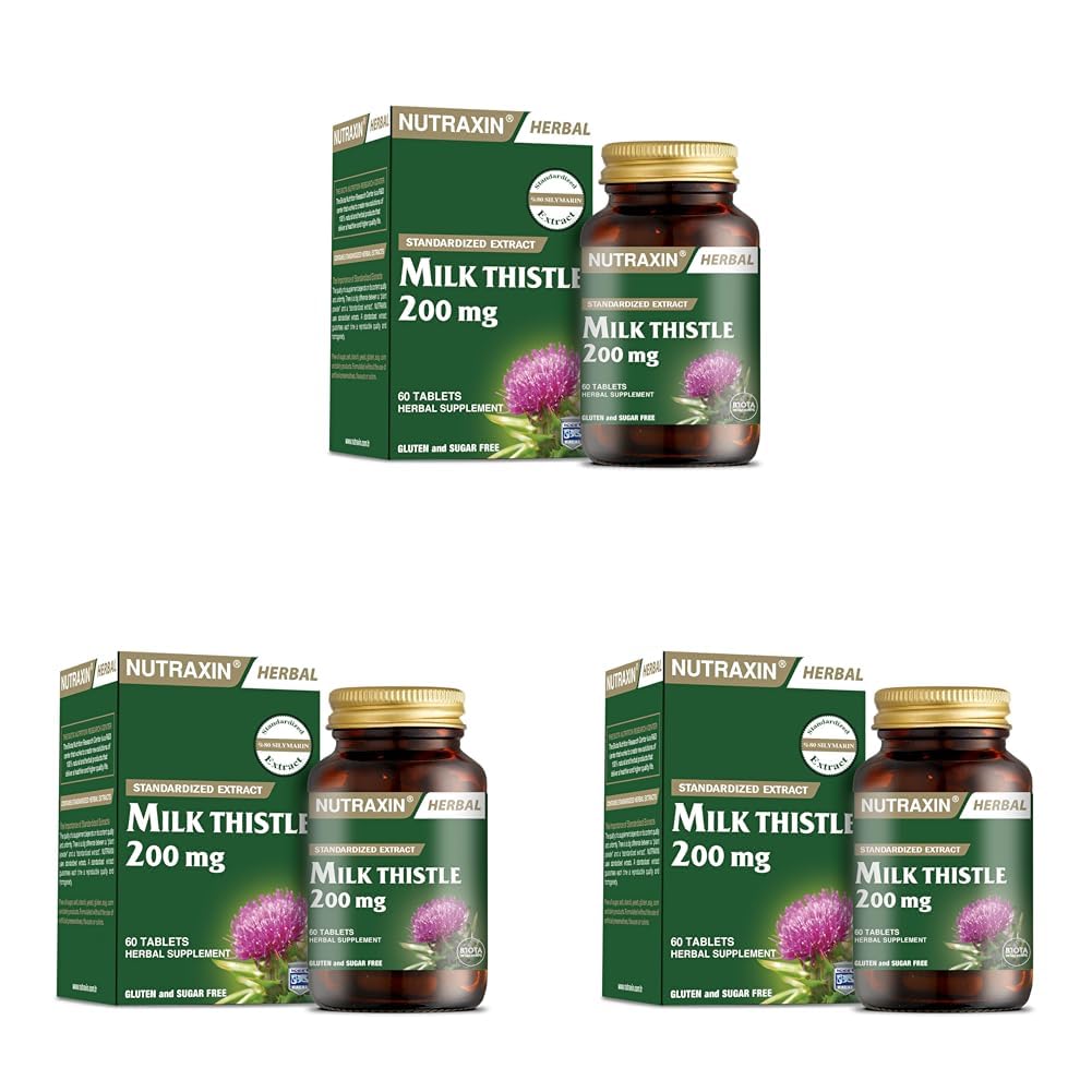 Nutraxin Herbal Milk Thistle 60 Tablet Takviye Edici Gıda (3 paketi)