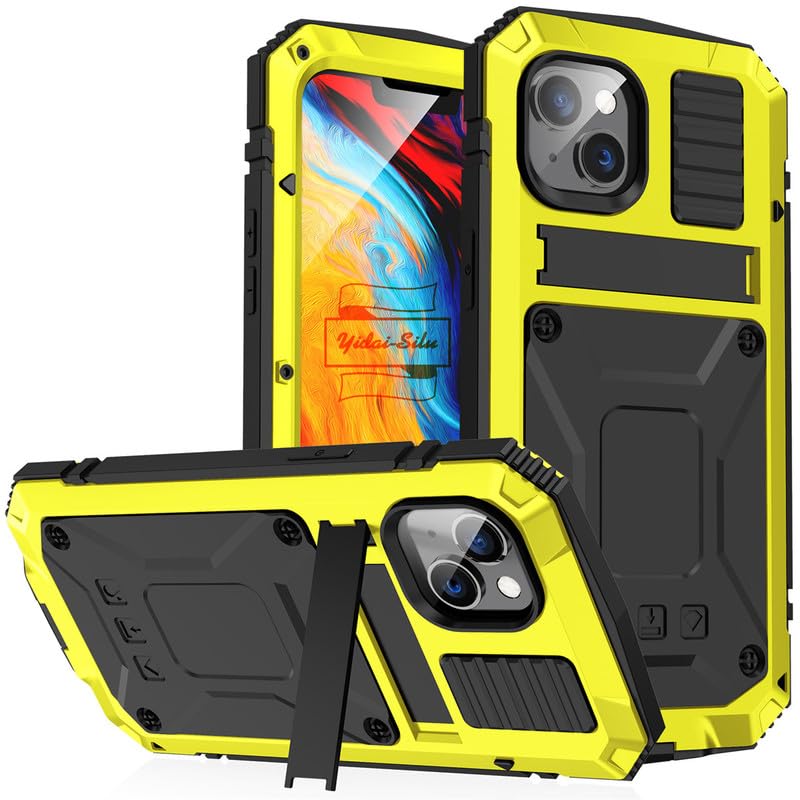 Yidai Plata iPhone 15 Plus Funda para Exteriores 【IP-54 Zert. Impermeable, Protección de 360°】Funda Militar Armadura 2M Funda a Prueba de Golpes Soporte Funda para Móvil para iPhone 15 Plus 6.7