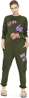 ZEYO Women's Cotton Track Suit Typography Printed Sweatshirt Co-ords Set 5819 Price In India