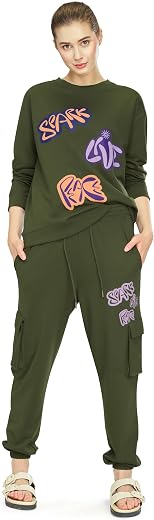 ZEYO Women's Cotton Track Suit Typography Printed Sweatshirt Co-ords Set 5819