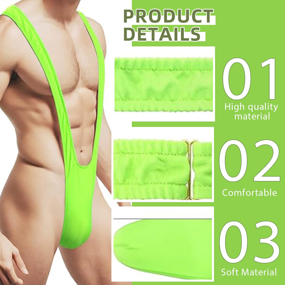 Tanga Borat Mankini para Hombre Verde Fluorescente