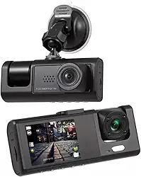 Câmera Veicular 3 Lentes Full HD 1080p com Visão Noturna – Dashcam Frontal, Interna e Traseira, Tela LCD 4” e Detecção de Movimento