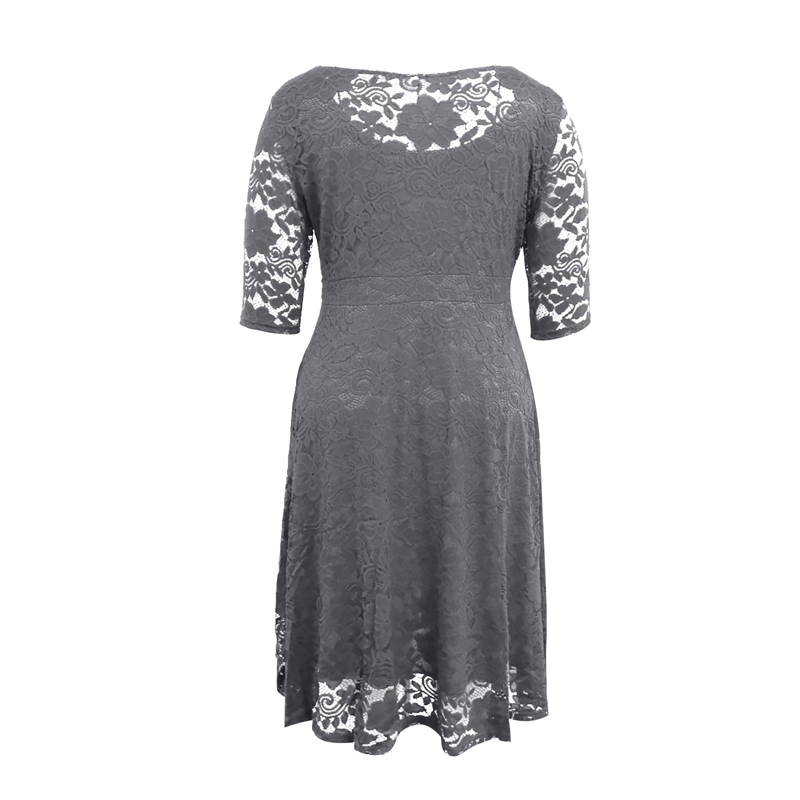 Abendkleider Elegant Für Hochzeit Spitzenkleid Lochstickerei Kleid Hochzeitsgast Damen Mit Ärmel Cocktailkleid Frauen Abendkleid A Linie Kleider Party Midi Brautjungfernkleider Große Größe