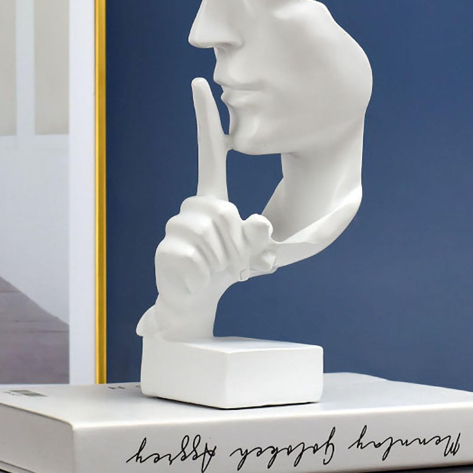 Tissting Thinker Statue, Elegant Abstract Gold Resin Sculpture Desktop Decor with Smooth Lines - Image 4