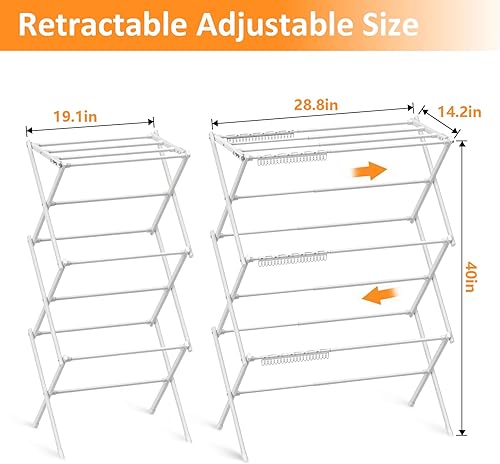 Miniatura 2 de Tendedero de ropa para el hogar para interiores, tendedero plegable para ropa de lavandería - 40" x 28.8" x 14.2", ahorro de espacio