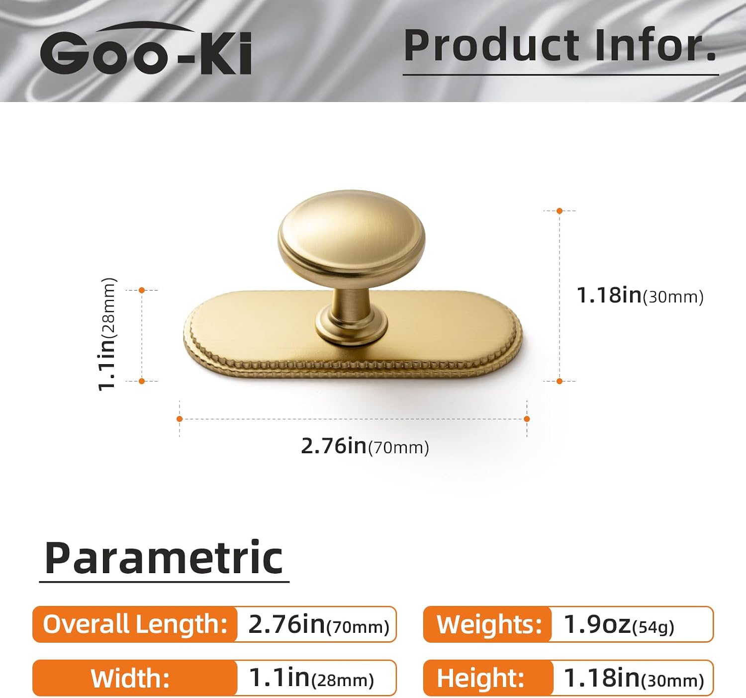 Goo-Ki Champagne Bronze Cabinet Drawer Knobs with Backplate/Spacer Zinc Alloy Kitchen Hardware - 6 Pack Single Hole/Screw Bar Pull Handles