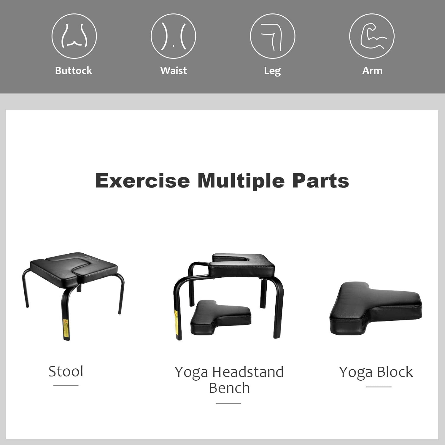 CROFULL Yoga Chair Headstand Bench Trainer Inversion Stool for Workout, Fitness and Gym, Handstands, Support Poses, Back Pain Relief and Stretching (Black) : Sports & Outdoors