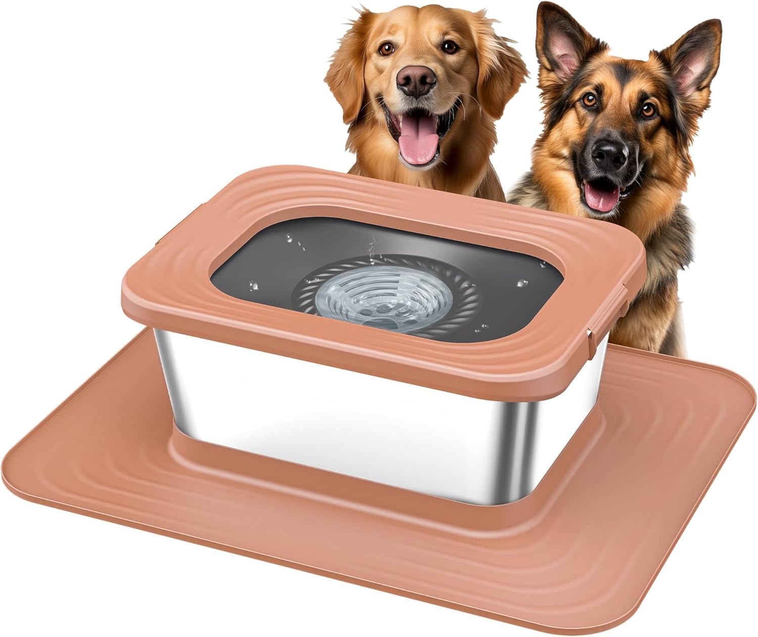 Decflow No Spill Dog Water Bowl,10L Stainless Steel Anti-Splash Bowls