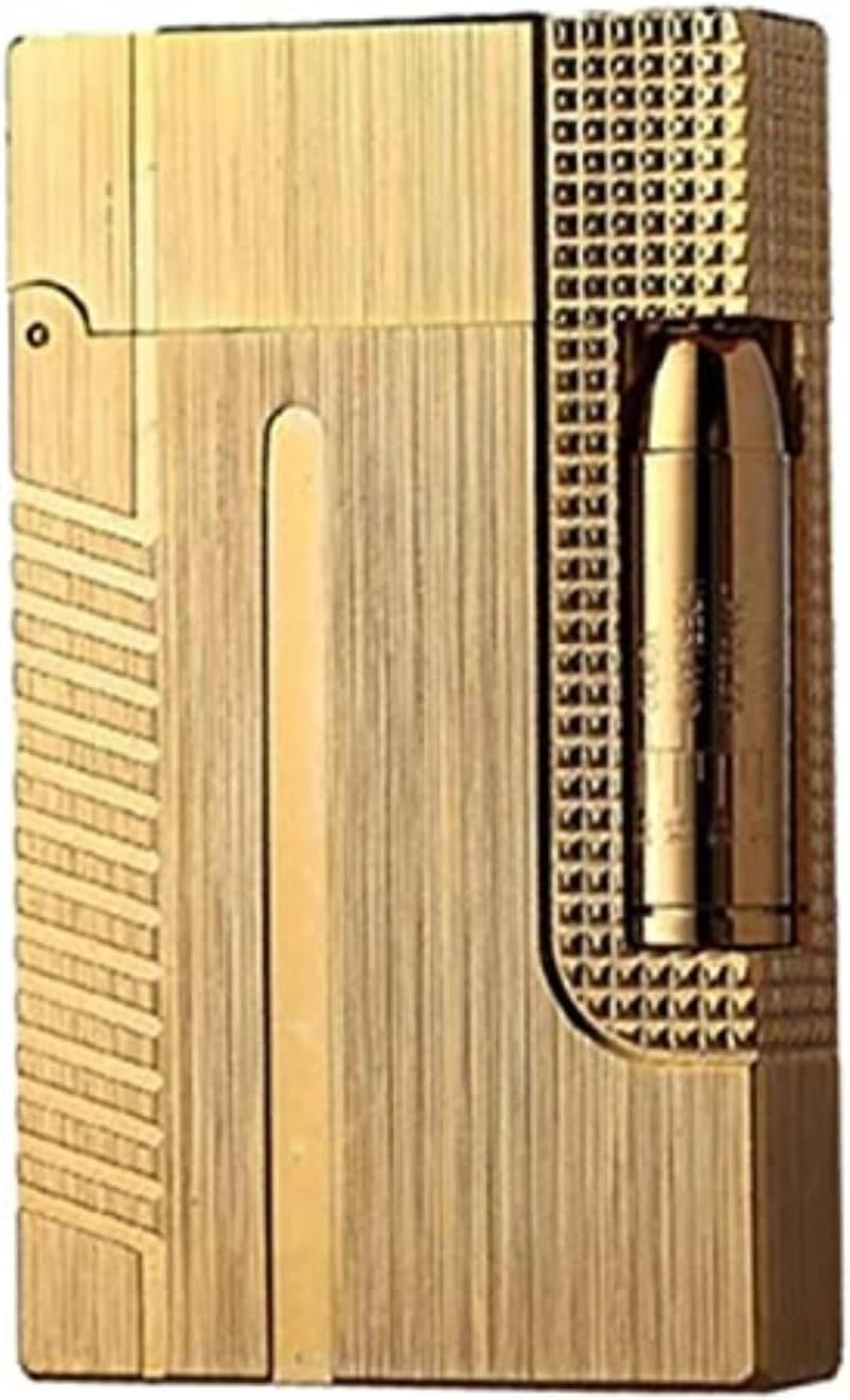 ヴィンテージの高級ブタンライター、クラシックなフリップトップで「ディン」という音、防風の柔らかい炎、昔ながらのグラインディングホイー