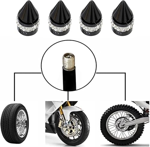 Miniatura 3 de Tapas de válvula de neumático de automóvil, 4 piezas hechas a mano con diamantes de imitación de cristal universales de aleación de aluminio para