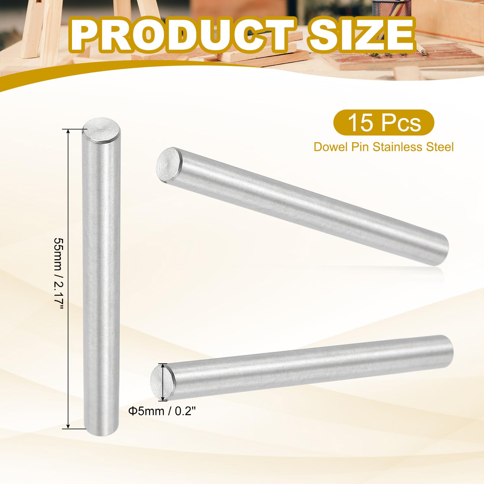 PATIKIL 5mm x 55mm Dowel Pin Stainless Steel - Image 2