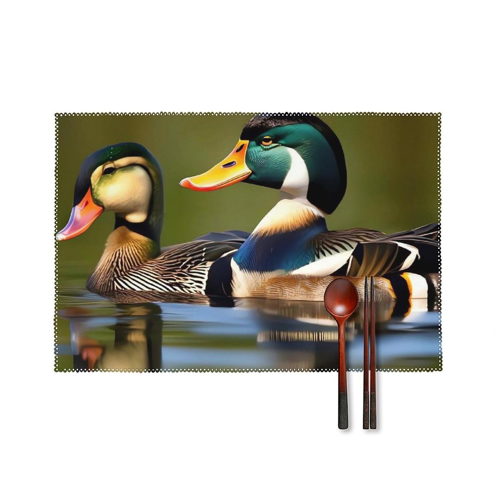 Set de table canard colvert idéal pour vos repas en famille et déjeuners à la cuisine - Lot de 6