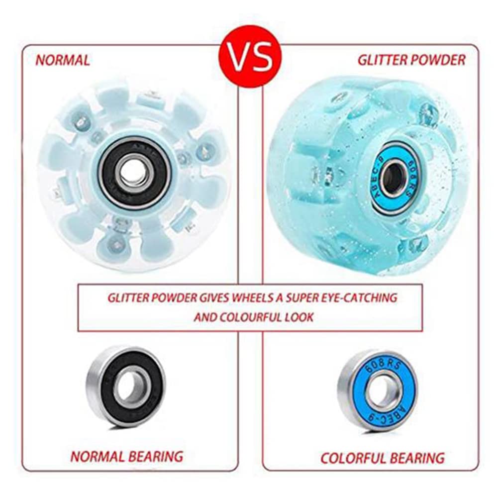 Ruote Per Pattini Luminose JIVIMOCO - 8 Pezzi Con LED E Cuscinetti, 32x58mm 78A, Blu - Foto 4
