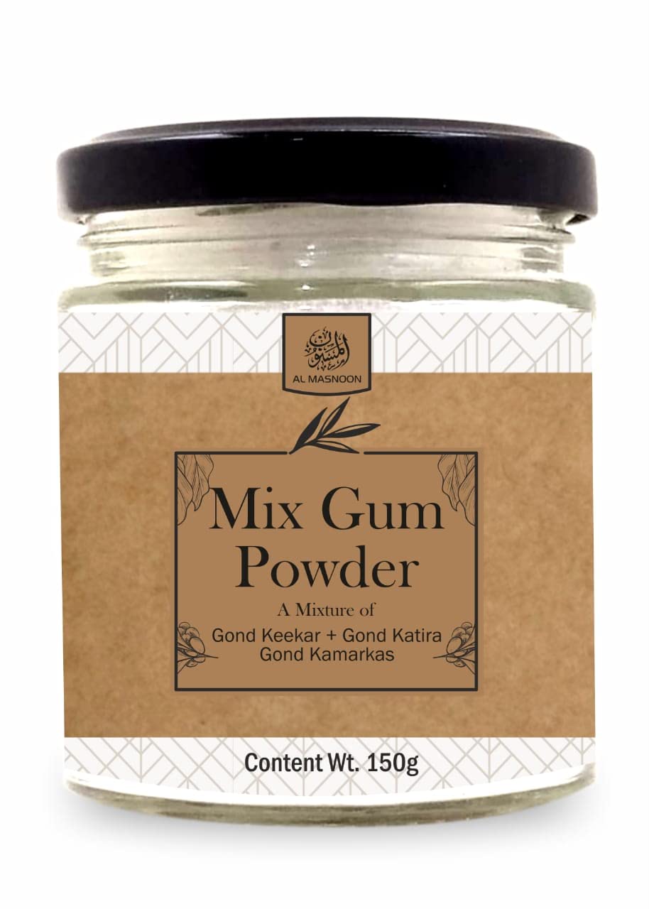 AL MASNOON Mix Gum Powder 150g / Combination of Gondh Katira, Gondh Keekar, Gondh kamarkas/Rich in Fibre/Body coolant/Energy & Immunity booster