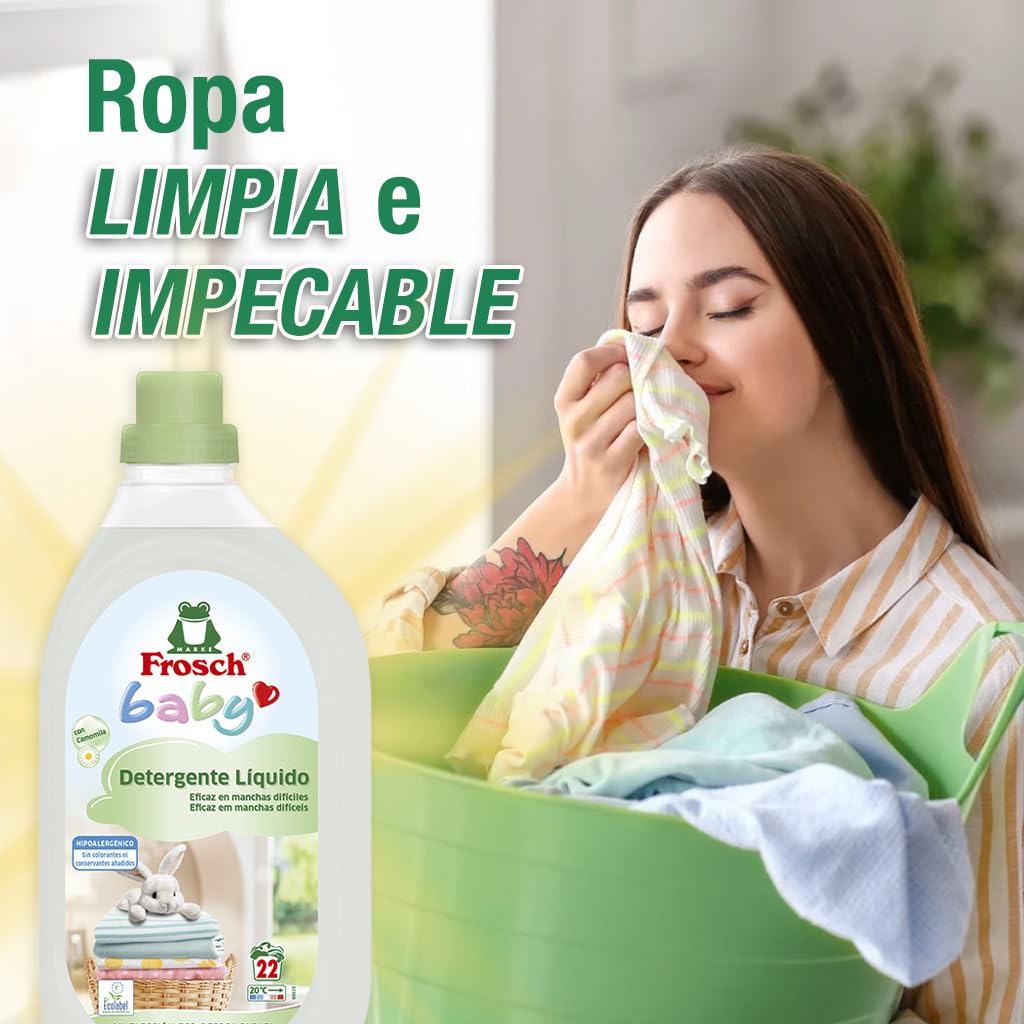 Frosch Baby - Detergente Líquido de Lavadora para Ropa de Bebé, Apto para Pieles Sensibles, Producto Ecológico y Hipoalergénico - Reduce el Riesgo de Irritación - 1.5 L