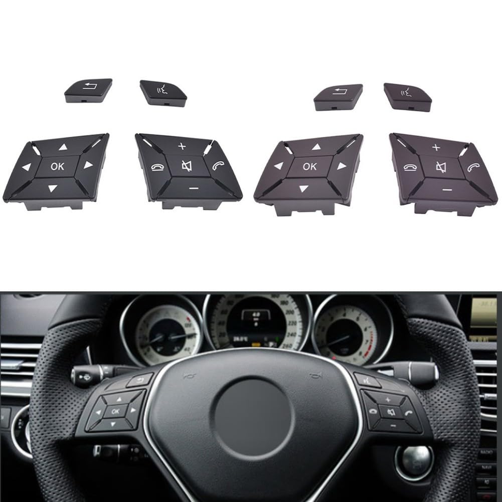 Botón de volante multifunción para vehículos Mercedes-Benz, paquete de 4, Clase C W204 y Clase E W207, integración de control de audio y crucero, construcción PC/ABS, diseñado para uso diario de