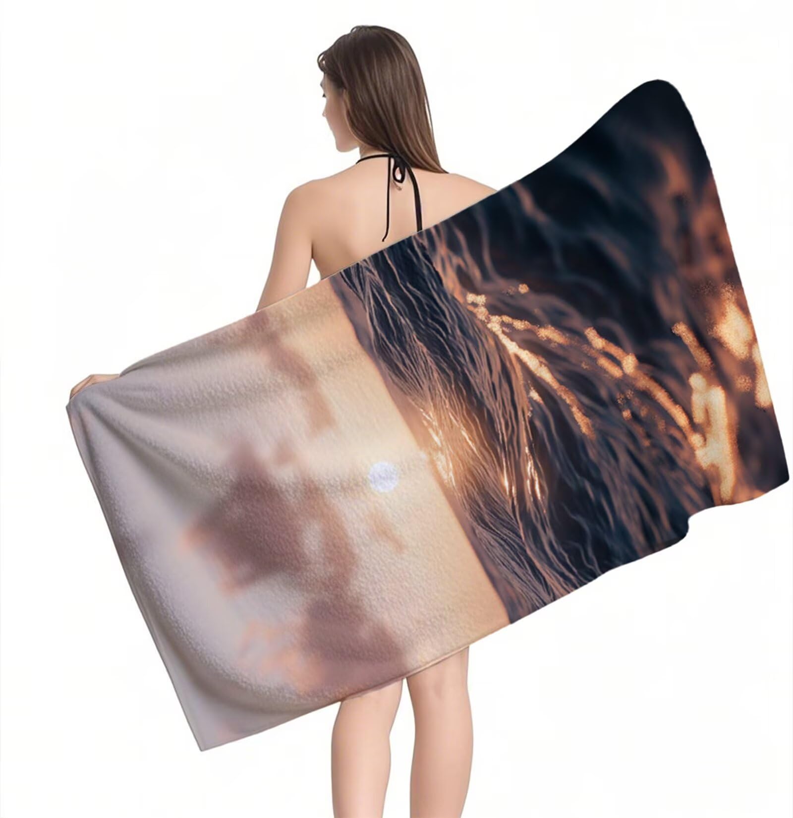 Ręcznik plażowy z mikrofibry ręczniki plażowe dla dorosłych, 220 x 100 cm, duży ręcznik do jogi, szybkoschnący, bez piasku, miękki, kompaktowy, lekki ręcznik podróżny do pływania, na plażę