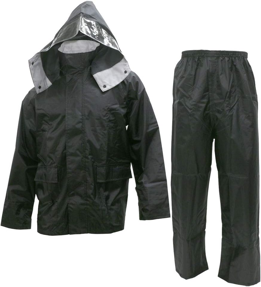 Noxus Men's Rain Suit Hooded Rain Jacket and Pants Rain Wear Sets Waterproof Rainsuits