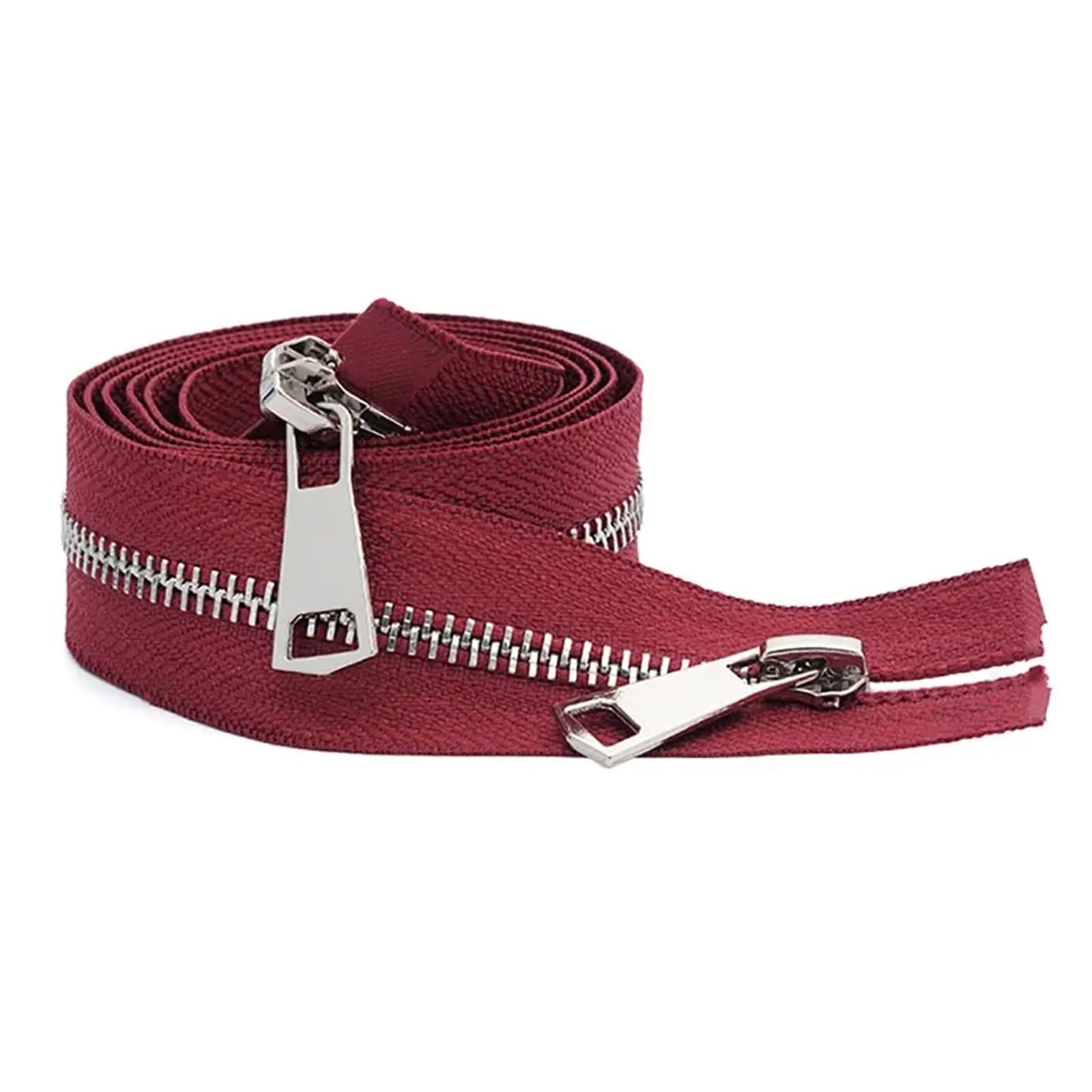 Zip 30/40/50/60/70/80cm 5# Colorful Open-end Double Sliders Silver Metal Zipper DIY Handcraft for Cloth Pocket Garment Bag Clothes (Color : Wine Red, Size : 20cm)