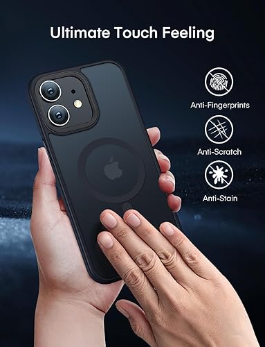 Miniatura 6 de Mgnaooi Funda magnética para iPhone 11 probada en caídas de grado militar y compatible con MagSafe parte trasera translúcida mate con teclas de