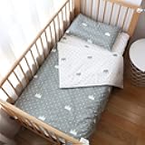 100% Cotton Crib Bedding Set for Baby Boys Girls,3 Pcs Baby Bed Linen Include Duvet Cover,Fitted Sheet,Pillowcase,Nursery Decoration,No Filler(Grey)